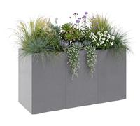 Pot de fleurs sur roulettes, design "HowHomely", en béton imitation, couleur crème, dimensions 90x30x60 cm