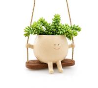 Pot de Fleurs Suspendu Avec Visage Souriant et Balançoire, Jardinière À Suspendre Intérieur Extérieur, Pot De Fleurs en Résine, Cache-Pot pour Une Décoration Intér, Décoration de Jardin