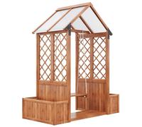 Pot de fleurs suspendu - Bois massif marron - Pour l'extérieur - Avec support pour les plantes grimpantes - Jardinière en bois