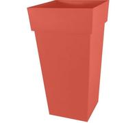 Pot de fleurs - TOSCANE - Plastique - Orange Terre Battue - Carré XXL - 44x44xH80cm - 98L - EDA