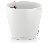 Pot de fleurs Unyqoos® CLASSICO, fabriqué en plastique de haute qualité, avec système d'arrosage LECHUZA et indicateur de niveau d'eau, pour intérieur et extérieur, de couleur blanche