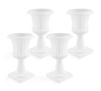 Pot de fleurs urne plastique 50 cm, jardiniere classique ronde, cache pot exterieur interieur, grand pot de fleurs sur pied style vintage pour jardin terrasse entree mariage lot 2 ou 4 (4PCS Blanc)