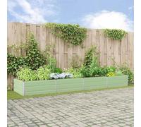 Pot de fleurs vert pastel, dimensions 385 x 100 x 45 cm. Bordure de jardin surélevée en acier galvanisé, idéale pour le jardin et la terrasse. Potager robuste et bac à fleurs au design industriel mode