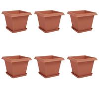 Pot de fleurs vidaXL, lot de 6, rouge brique, 33 x 33 x 26 cm, en plastique