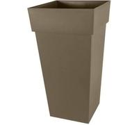 Pot de fleurs XXL carré - Toscane - EDA - 43 3 x 43 3 x H. 80 cm - Intérieur / Extérieur - 98 L - Taupe