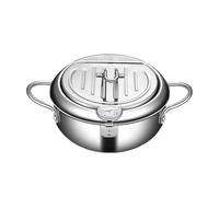 Pot de friteuse, pot d'huile pour la friture - Marmite en acier inoxydable avec thermomètres | Marmite à frire en acier inoxydable, grande friteuse, délicieuses frites pour une cuisson croustillante