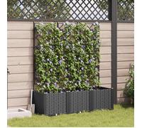 Pot de jardin avec treillis - Noir - 120x40x143 cm - Plastique synthétique - Rectangulaire