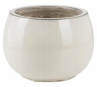 Pot de jardin en céramique résistant au gel, en forme de coupe, couleur crème, 33 cm, avec trou de drainage, pour l'extérieur et l'intérieur