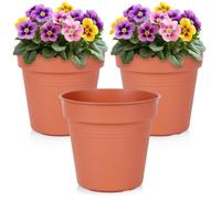 Pot de jardin en plastique recyclé - PROGARDEN - Ensemble de 3 pièces - 17 cm diamètre - Hauteur 15,5 cm