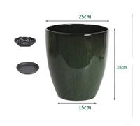 Pot de Jardin Plastique Résistant Couleur Blanche 25cm(Deep green) | Imitation terre cuite réaliste, design élégant, pour idéal pour cour, pour mélange styles paysagers, esthétique supérieure
