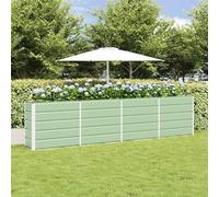 Pot de jardin vert de 320x40x75 cm en acier, grande jardinière surélevée pour jardin, terrasse et balcon, bac rectangulaire pour fleurs et herbes aromatiques, pot de culture robuste au design industri