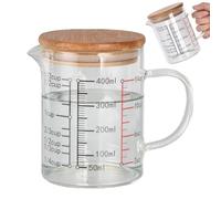 Pot de mesure verres bécher tasse, grande tasse à mesurer en verre avec poignée et couvercle clair gradué bécher tasse pour cuisine Restaurant(01)