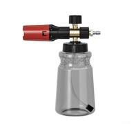 Pot de mousse à neige pour nettoyeur haute pression avec épaisseur de mousse réglable et bouteille à large goulot, compatible avec 14 pistolets à connecteur rapide (pot gris)