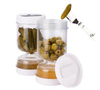 Pot de passoire d'olive et de cornichons, nouveau pot de sablier de récipient d'olive avec récipient de cornichons rabattable de crépine pour le stockage hermétique des aliments Transparent color