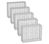 Pot de plantation en gabion en acier galvanisé – Argent – 100 x 80 x 30 cm