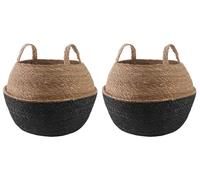 Pot de plante avec poignées 2 pcs Noir Ø 45 x 36 cm
