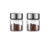 Pot de rangement de cuisine Lot de 2 récipients stockage thé en verre, café, cuisine avec couvercle métal scellé, bocal transparent for feuilles , poudre, épices Boîte à thé en céramique(100ML)