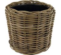 Pot de séchage en rotin - ø 34 x 30 cm - Drypot - Cache-pot avec plastique recyclé étanche à l'intérieur - Pots de fleurs - Gris