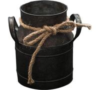 Pot décoratif en zinc rustique shabby chic 15 cm de haut avec poignée