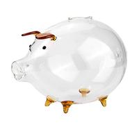 Pot D'épargne, Tirelire en Verre Transparent pour économies de Cochon, Boîte D'économie d'argent pour Enfants pour Les Pièces de Monnaie 7,1 * 4,7 * 4,7 Pouces