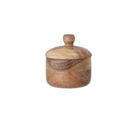 Pot en bois d'acacia marron, avec couvercle, pour épices, compact - Bloomingville, Gael - 8x8x8 cm