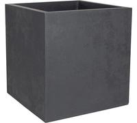 Pot en céramique 50 cm, basalte, 57 L - Imitation roche - Double paroi - Réservoir d'eau - 495 x 495 x H 495 cm - Gris anthracite