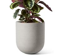 Pot en céramique de 20 cm, pot de culture avec trou de drainage et bouchon en caoutchouc, de couleur grise. Pot cylindrique pour herbes aromatiques et plantes d'intérieur