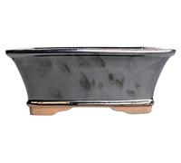 Pot en céramique émaillée grise pour bonsaï, sans soucoupe, pour intérieur et extérieur