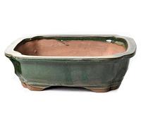 Pot en céramique émaillée pour bonsaï, sans soucoupe - Vert, 18 cm