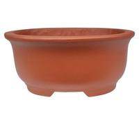 Pot en céramique pour bonsaï, ovale, rouge, dimensions : 14,2 x 12 x 6,5 cm