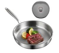Pot en en titane avec couvercle, construction robuste, 20 cm, poêle martelée en titane, casserole de cuisson sans bâton, légère et portable, pour le restaurant à domicile Induction électrique