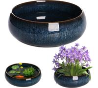 Pot en forme de lotus - Bol pour bonsaï - Pour décorer avec des plantes aquatiques - Finition émaillée unique - Diamètre de 168 cm - Couleur : bleu