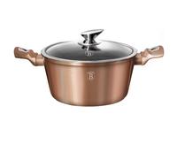BerlingerHaus Casserole Rose Gold 30cm – Antiadhésif marbre 3 couches, poignée souple, tous feux