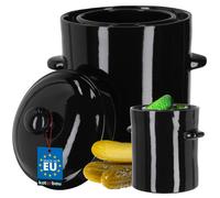 Pot en grès - KOTARBAU® - 5 L - Noir (ébène) - Couvercle hermétique pour fermentation
