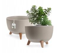 Pot en plastique KADAX avec trois supports, 29 cm, couleur taupe