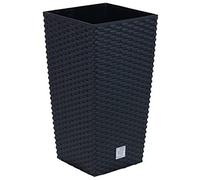 Pot en rotin de couleur anthracite (noir) - Convient pour une utilisation intérieure et extérieure - Pot carré de 20 x 20 cm, d'une capacité de 11,4 litres