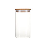Pot en verre carré couvercle en bambou 1,4L Pebbly