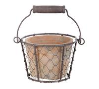 Esschert Design Pot en Terre Cuite dans Panier À Anse