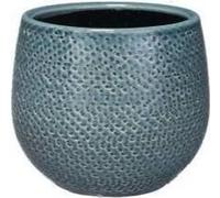 Pot Gabriel rond bleu - Ø14cm - Pot de fleurs moderne en céramique - Cache-pot