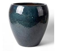 Pot grande taille d'extérieur LAFONTAINE2 67x68cm saphir, fait main en terre cuite émaillée, résistant au gel