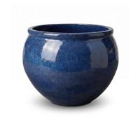 Pot grande taille d'extérieur LUTECE 53x43cm bleu nuit, fait main en terre cuite émaillée, résistant au gel
