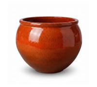 Pot grande taille d'extérieur LUTECE 53x43cm orange tropical, fait main en terre cuite émaillée, résistant au gel