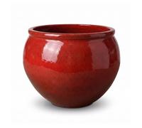 Pot grande taille d'extérieur LUTECE 53x43cm rouge tropical, fait main en terre cuite émaillée, résistant au gel