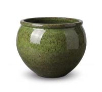 Pot grande taille d'extérieur LUTECE 53x43cm vert tropical, fait main en terre cuite émaillée, résistant au gel