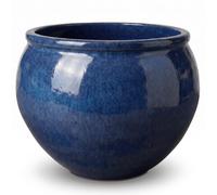Pot grande taille d'extérieur LUTECE 86x64cm bleu nuit, fait main en terre cuite émaillée, résistant au gel