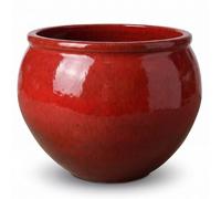 Pot grande taille d'extérieur LUTECE 86x64cm rouge tropical, fait main en terre cuite émaillée, résistant au gel