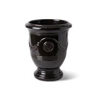 Pot grande taille d'extérieur RICHELIEU 46x56cm noir, fait main en terre cuite émaillée, résistant au gel