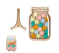 pot magnétique transparent avec 25 étoiles colorées - 2.8 cm - support bois
