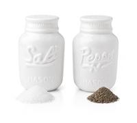 Pot Mason Vintage Sel & Poivre par Comfify - Pot Mason Décoratif Adorable pour Vintage, Rustique et Chic Brut - Céramique Résistante en Blanc - Cap. De 100 gr.