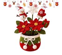 Pot Noël En Crochet Noël Doux Visage Souriant Mignon Festif | Cache-Pot En Tricot Décoration De Bureau Pour Saison Des Fêtes Pour Bureau de Travail Salle de ibliothèque Chambre C